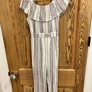 Jumpsuit purple💜 and white, crop bottom